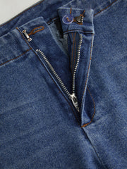 Stretch Denim Low Rise Straight Leg Capri Jeans