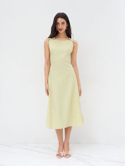 Boat Neck Ruffle Bowknot Midi Dress