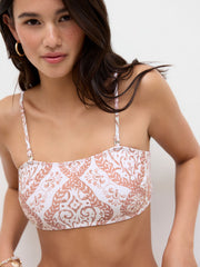 Adjustable Straps Geometric Bandeau Tie Side Bikini Set