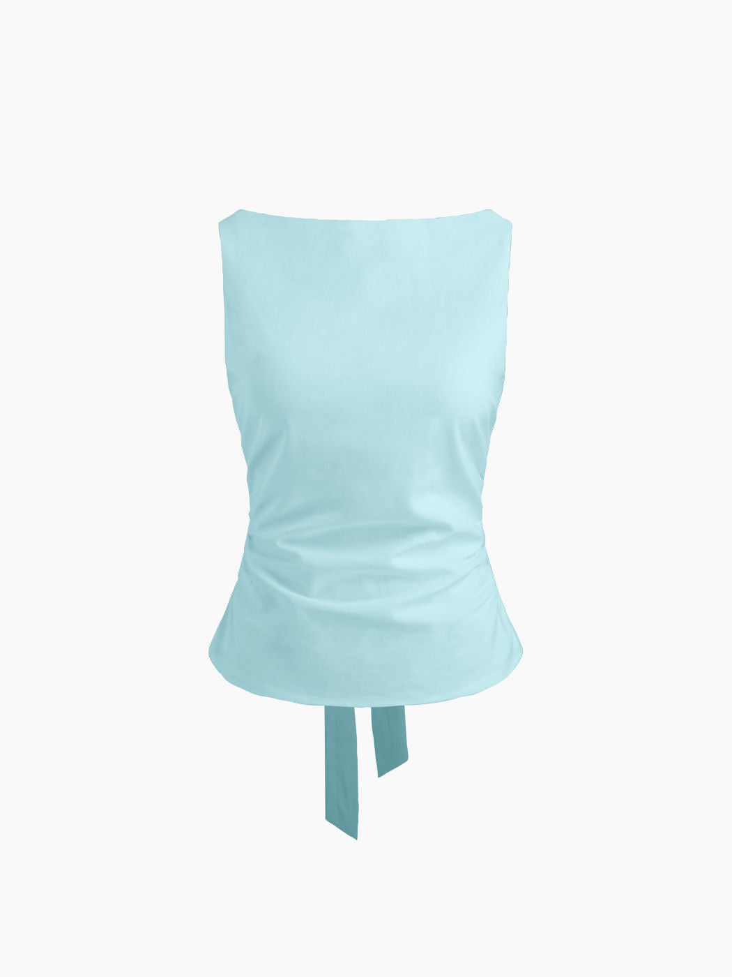 Linen-blend Boat Neckline Solid Bowknot Tank Top