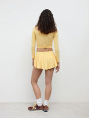 CDR Off-shoulder Ruched Long Sleeve Crop Tee