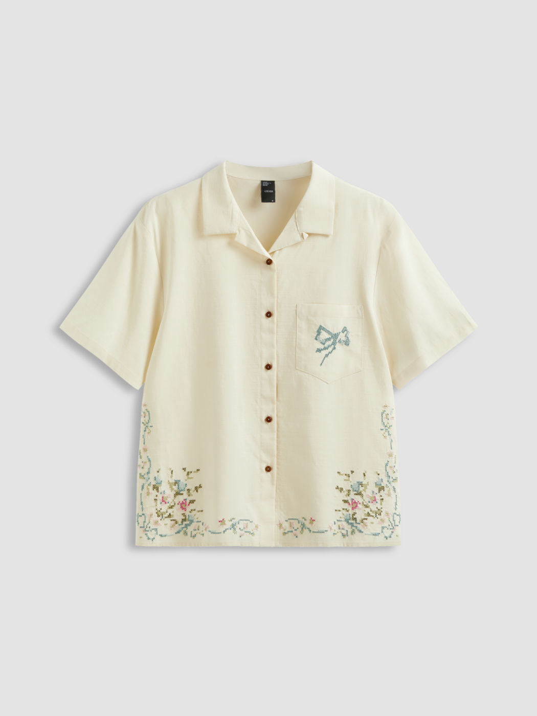 Cotton-blend Floral Button Up Shirt
