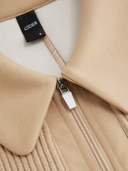 Collar Zip Through Patched Romper With Belt