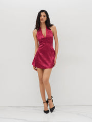 Satin Floral Lace Trim Bowknot Mini Dress