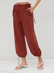 Low Rise Knotted Drawstring Cropped Cargo Pants