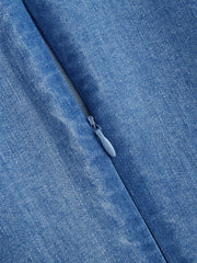 Stretch Denim Solid Zipper Knotted Mini Dress