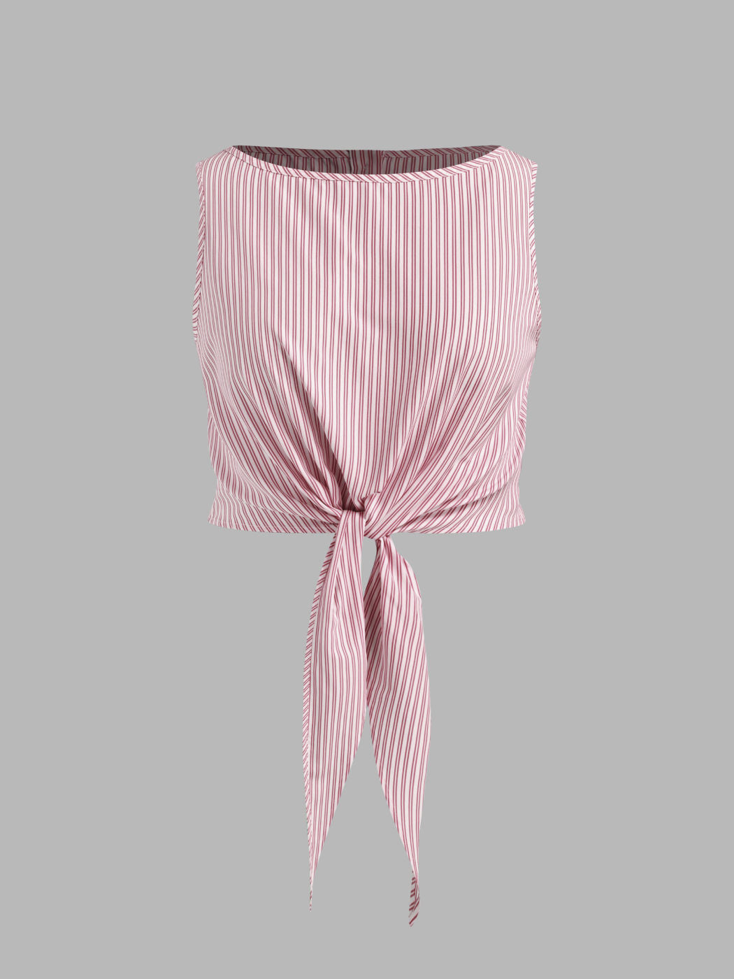 Boat Neck Striped Knotted Tank Top Curve & Plus
