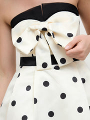 Satin Tube Polka Dot Bowknot Mini Dress