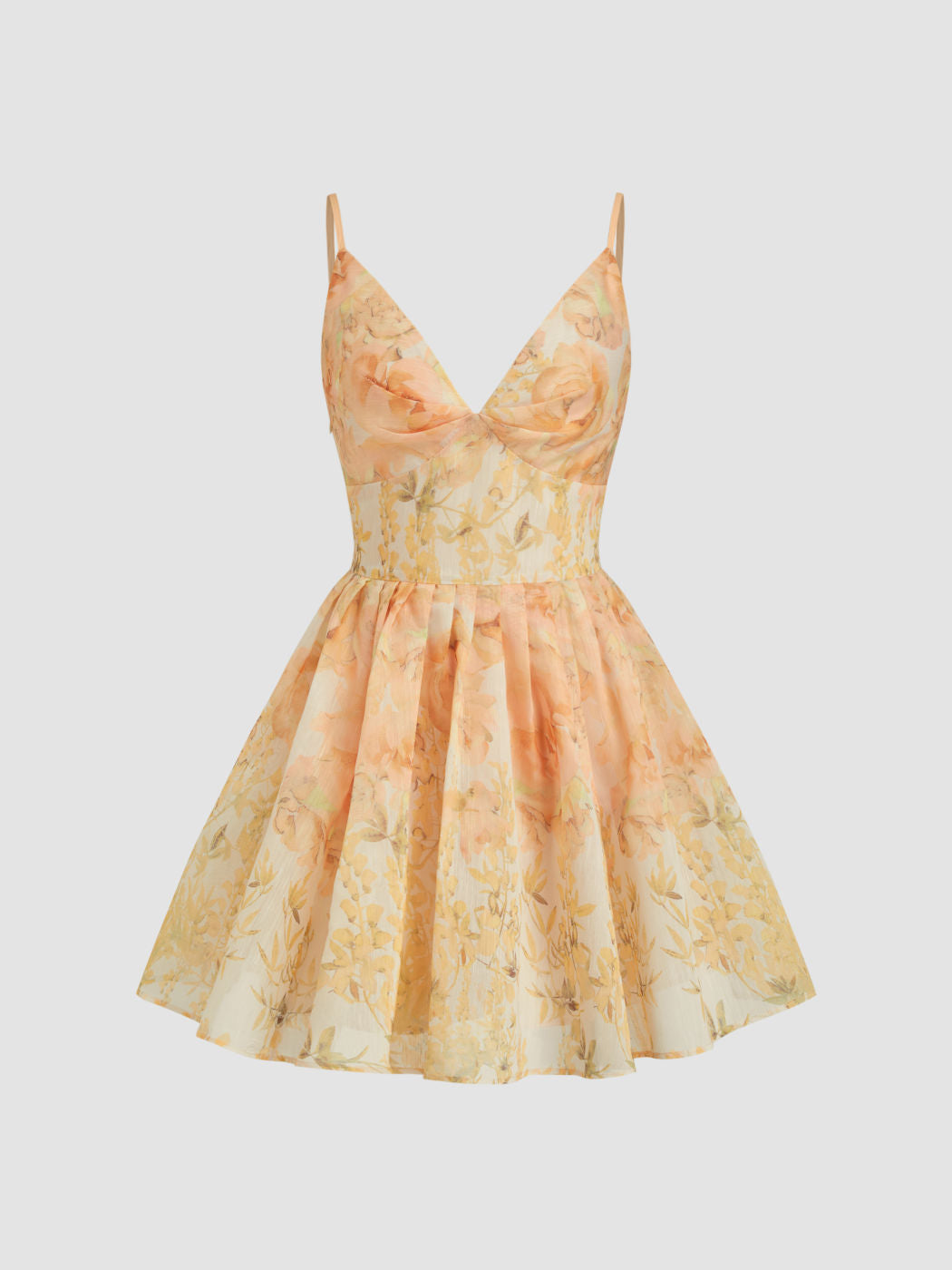 Square Neck Floral Ruffle Mini Cami Dress