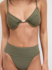 V-neck Shell Beaded Underwire Cheeky Bikini Set