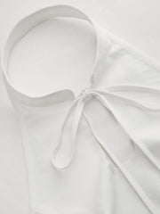 Linen-blend Halter Neckline Stand Collar Backless Knotted Top With Maxi Skirt