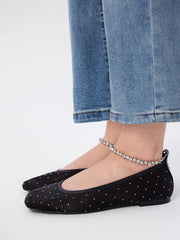 RHINESTONE STRAP MESH MARY JANE FLATS
