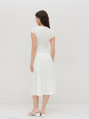 V-neck Floral Button Midi Dress