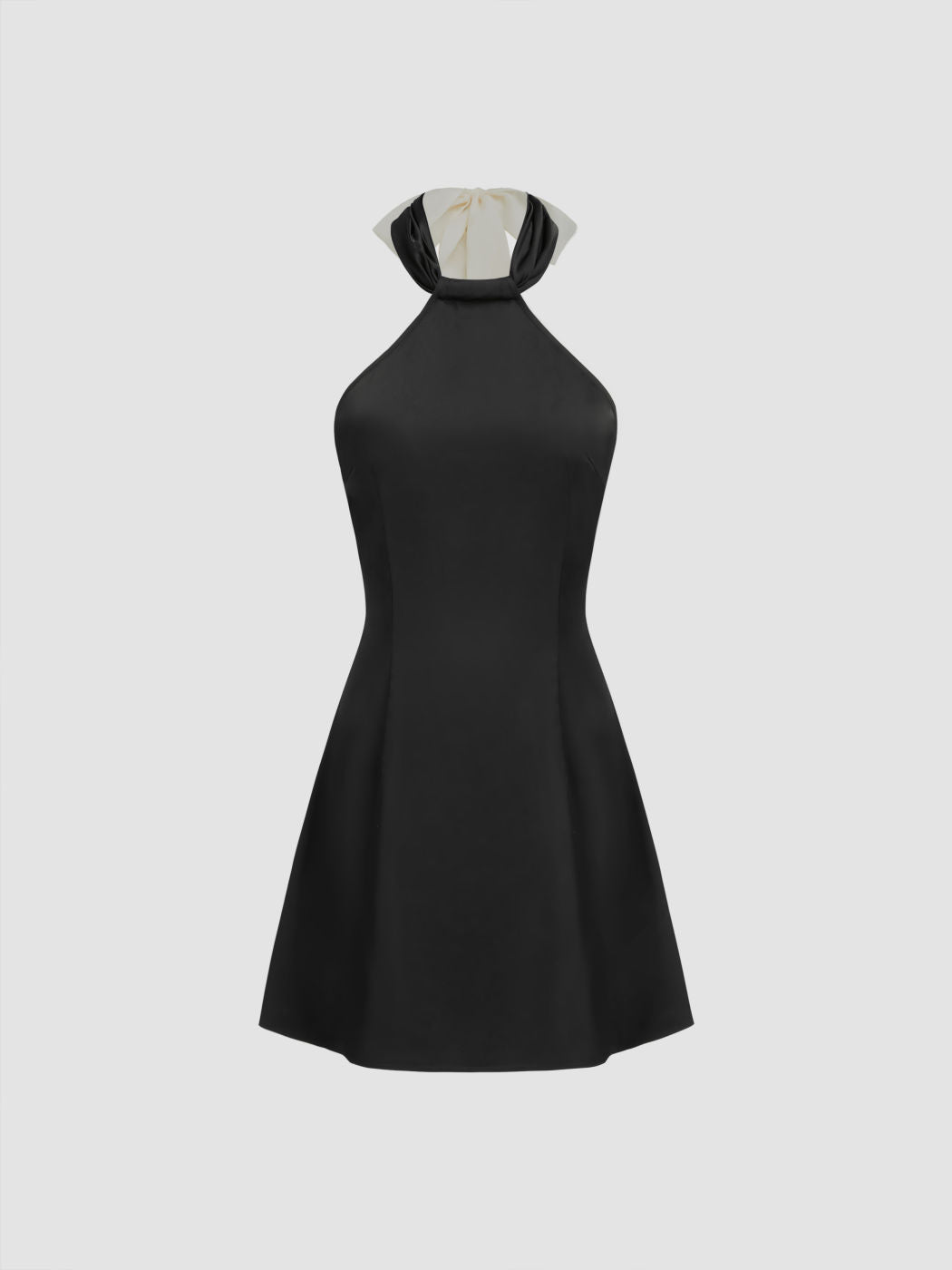 Satin Halter Neckline Bowknot Mini Dress