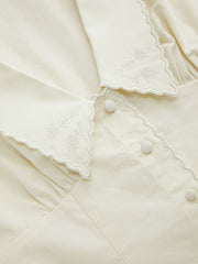 Cotton Collar Embroidery Tank Top & Mid Rise Elastic Waist Split Shorts Set
