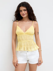 V-neck Shirred Tiered Cami Top