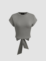 100% Cotton Cut Out Bowknot Crop Top
