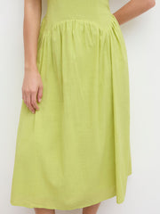 100% Cotton Square Neck Ruffle Cami Midi Dress