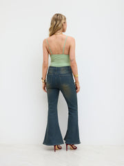 Mesh V-neck Ruched Bodysuit