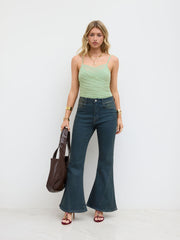 Mesh V-neck Ruched Bodysuit