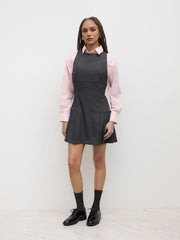 Boat Neck Pleated Mini Dress