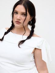 Boat Neck Bowknot Ruched Tank Top Curve & Plus