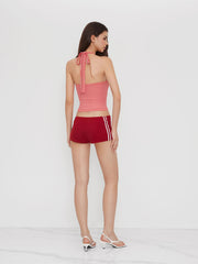Halter Neckline Stripe Knotted Cami Top