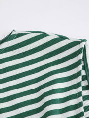 Cotton-blend Boat Neck Stripe Knotted Tee