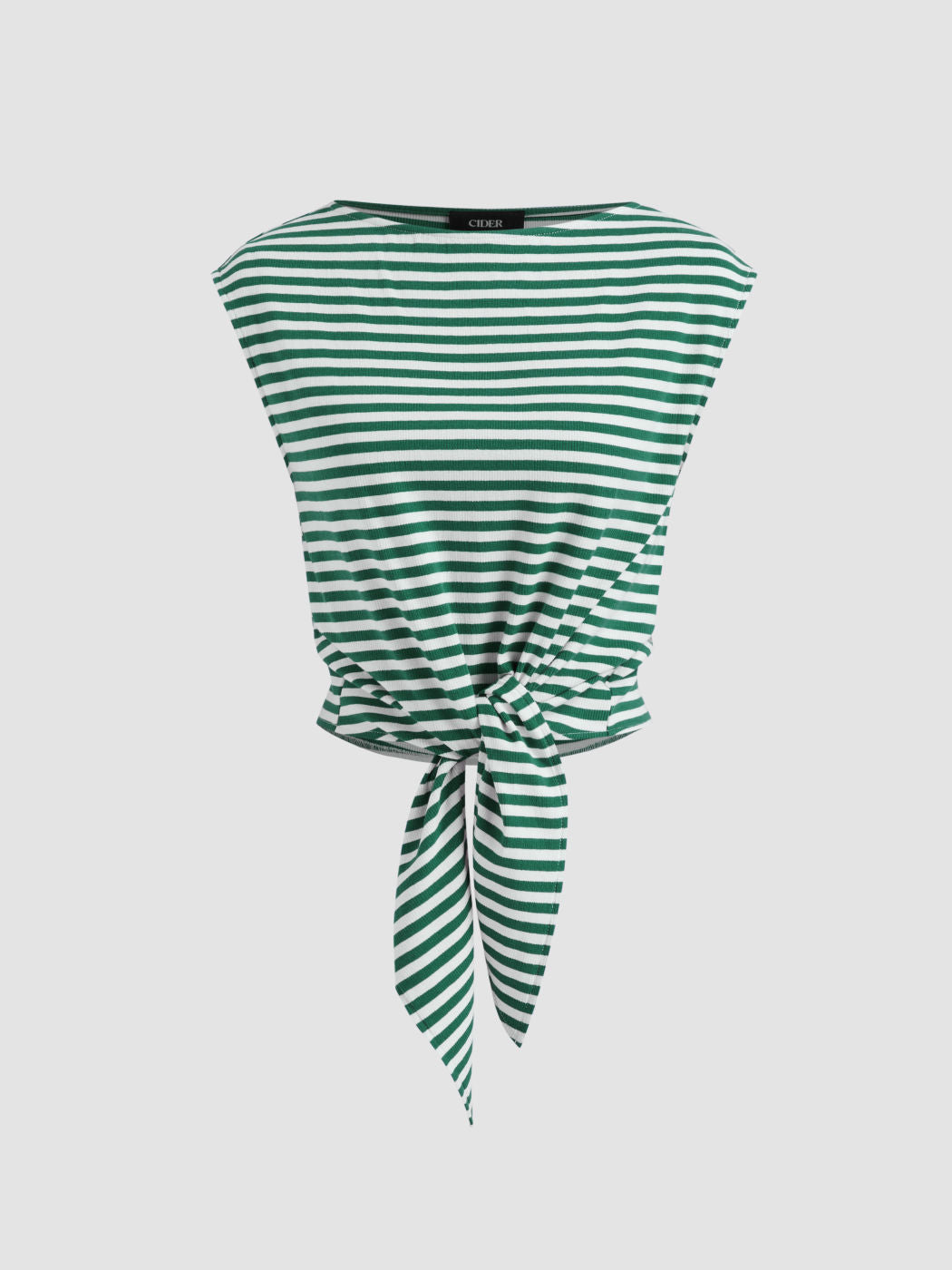 Cotton-blend Boat Neck Stripe Knotted Tee