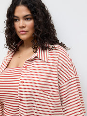 Collar Stripe Button Through Oversized Shirt Curve & Plus