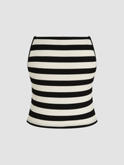 Boat Neckline Striped Tank Top Curve & Plus