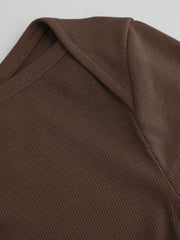 Cotton-blend Boat Neck Solid Ruched Mini Dress