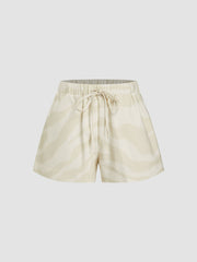 Linen-blend Mid Rise Zebra Stripe Knotted Micro Shorts