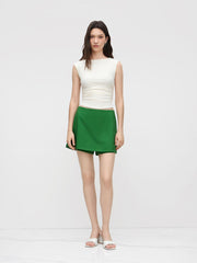 Linen-blend Pocket A-lined Skort