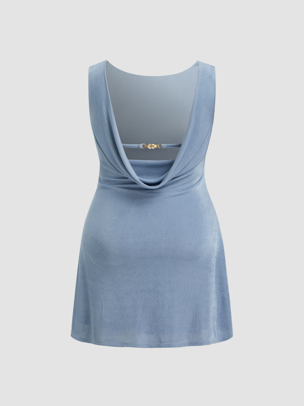 Boat Neck Backless Chain Detail Ruched Mini Dress Curve & Plus