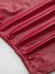 Round Neckline Ruched Asymmetrical Hem Tank Top