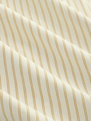 Cotton-blend Polo Collar Stripe Drawstring Knotted Shirt