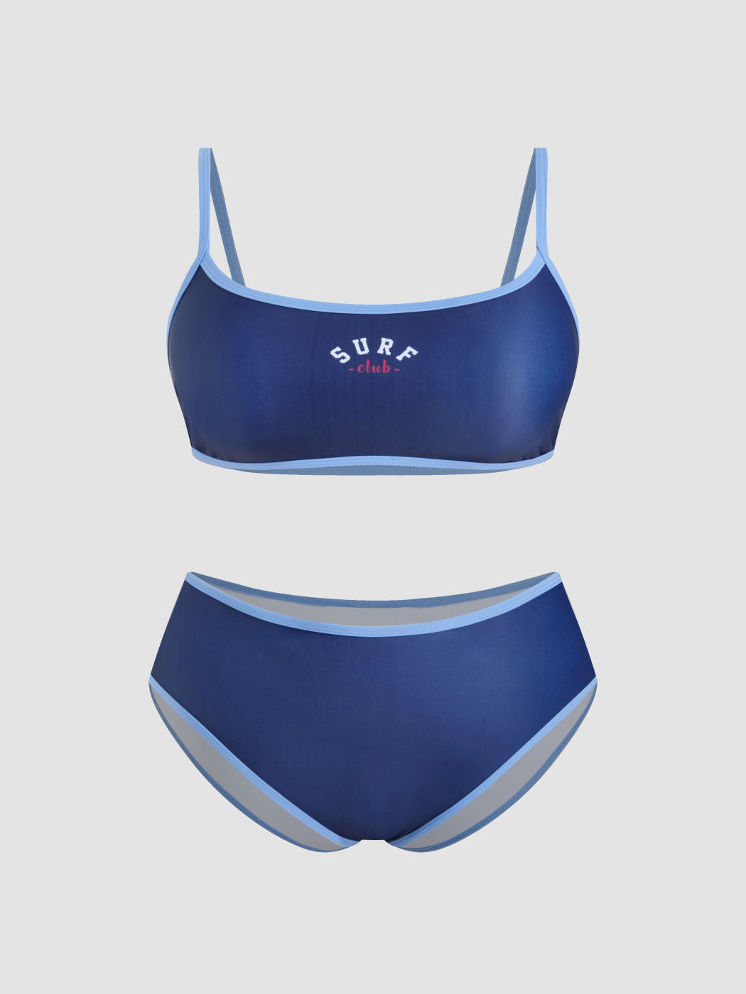 Surf Club U-neckline Contrasting Binding Bracelet Full Coverage Bikini Set Curve & Plus