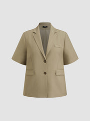 Linen-blend Collar Oversized Mid-length Blazer Curve & Plus