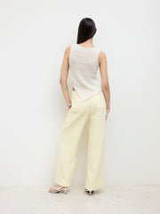 Knitted Boat Neck Asymmetrical Hem Split Top