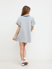 Terry Stripe T Shirt Oversized Mini Dress