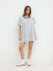 Terry Stripe T Shirt Oversized Mini Dress