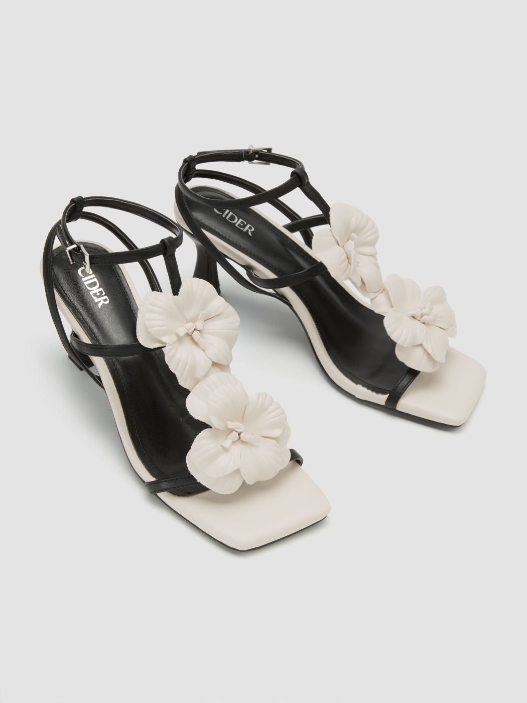 DOUBLE FLOWER & ADJUSTABLE STRAP HEELS