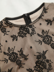 Lace Round Neckline Floral Maxi Dress