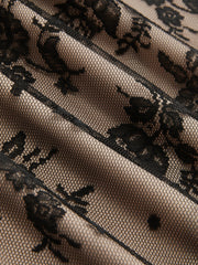 Lace Round Neckline Floral Maxi Dress