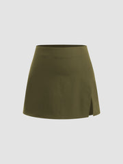 Mid Rise Split Mini Skirt