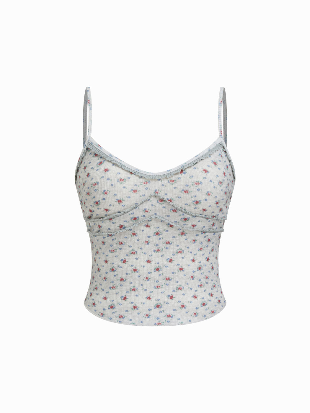 Sweetheart Floral Lettuce Trim Cami Top