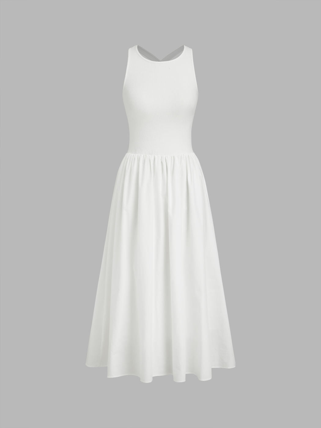 Cotton Criss Cross Backless Maxi Dress
