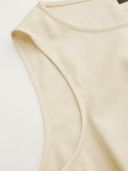 Linen-blend Beaded Knotted Ruched Tank Top Curve & Plus