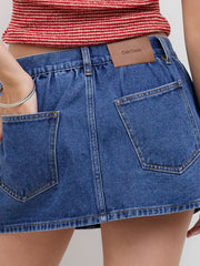 Cider Denim Low Rise Micro Mini Skirt